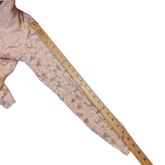 International Concepts INC Size Medium Cotton Nylon Lace Deep V Cut Pink Sheer - Picture 5 of 9